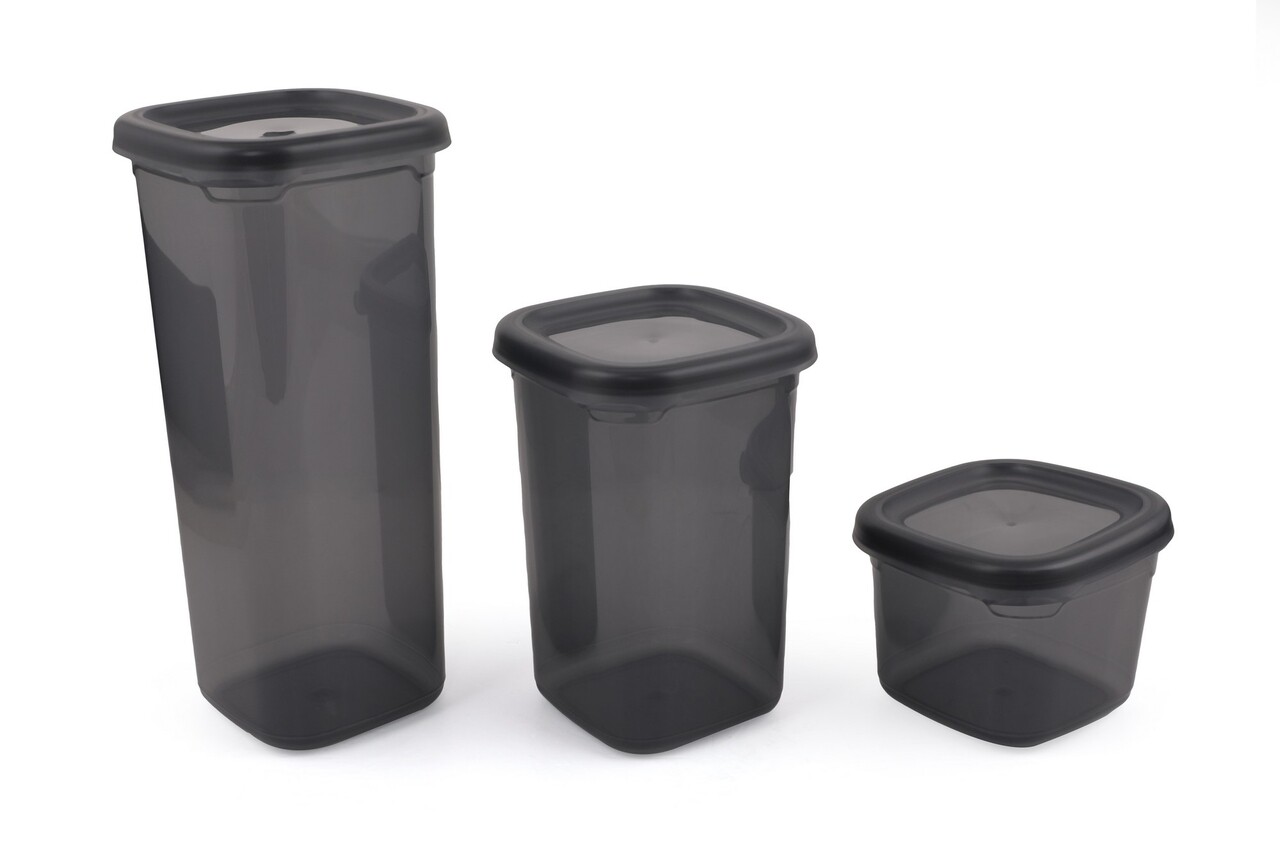 Set recipiente depozitare, Hermia, 430KSV1429, Dimensiune: 11 x 11 x 16 cm / 1200 ml (6 bucăți), Gri - imagine 2