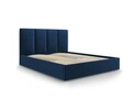 Pat tapitat cu somiera rabatabila si lada depozitare, Juniper, Mazzini Sofas, 208x170x104 cm, catifea, albastru regal