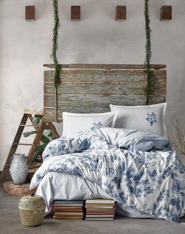 Lenjerie de pat dubla king, 3 piese, 220x240 cm, 100% bumbac ranforce, classy, miarosa v1, albastru