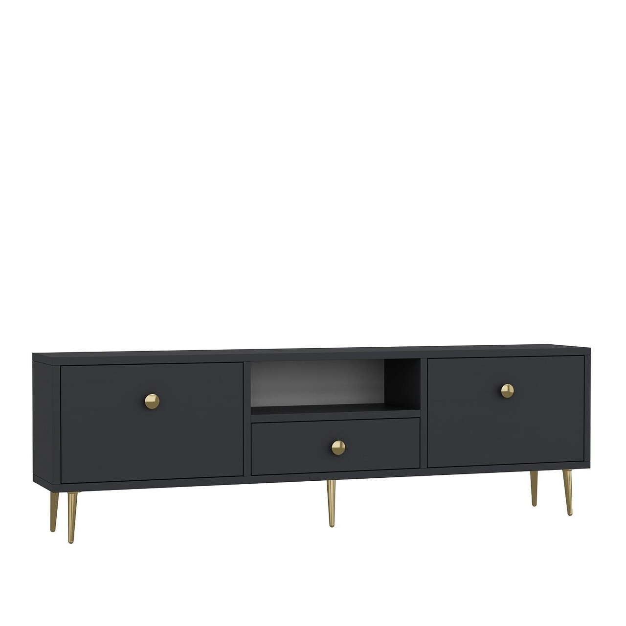 Comoda TV, Hanah Home, 1307-DROP-1, 140x45x30 cm, PAL , Antracit / Aur - view 3