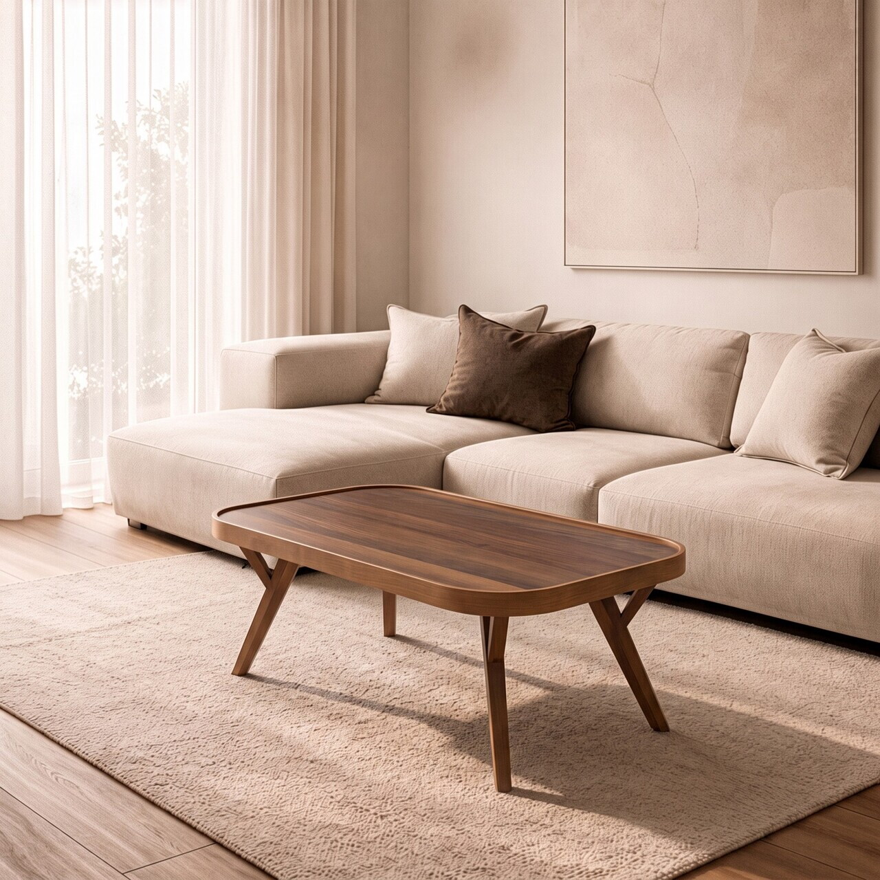 Masuta de cafea, Hanah Home, Fabio 110, 110x44x70 cm, LEMN MASIV DE FAG, Maro