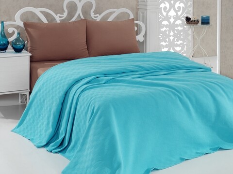 Cuvertura de pat dubla, Bella Carine by Esil Home, 2 – Turquoise, 200×240 cm, 100% bumbac, turcoaz Bella Carine by Esil Home