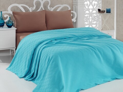 Poza Cuvertura de pat dubla, Bella Carine by Esil Home, 2 - Turquoise, 200x240 cm, 100% bumbac, turcoaz