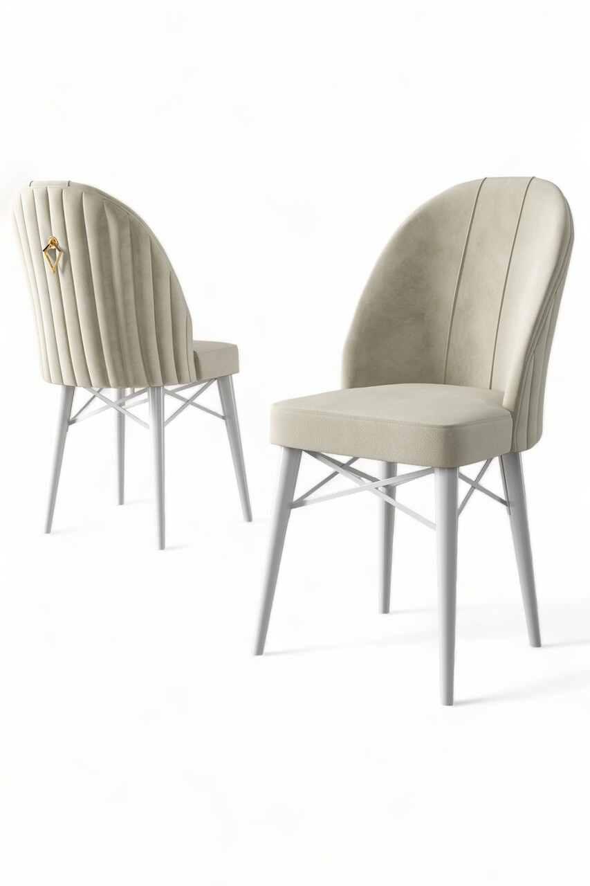 Set de scaune, Charlotte, Ritim, Metal, Crem/Alb - 2 | YEO