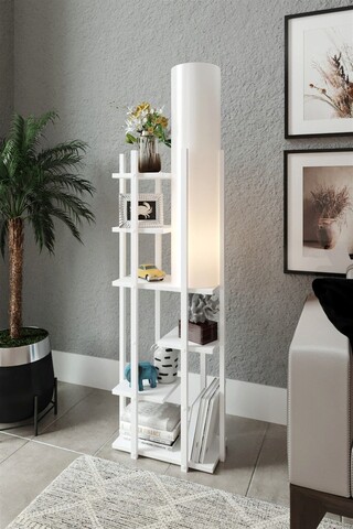 Lampadar cu raft, Gauge Concept, Vogue, 45 x 25 x 120 cm, mdf/pvc, alb Iluminat