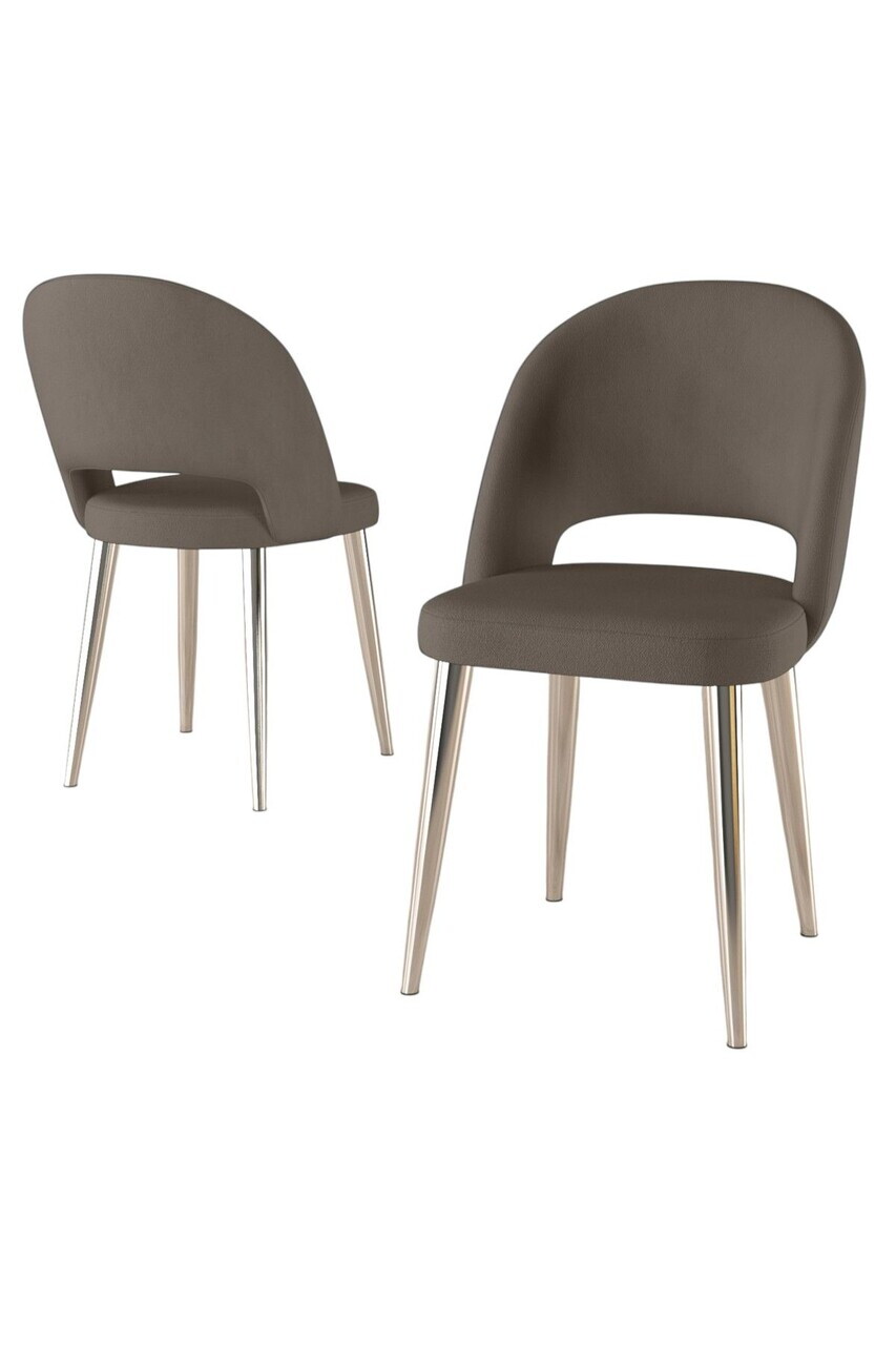 Set scaune 2 piese, Hanah Home, Pane, Cappuccino / Chrome — imaginea 2