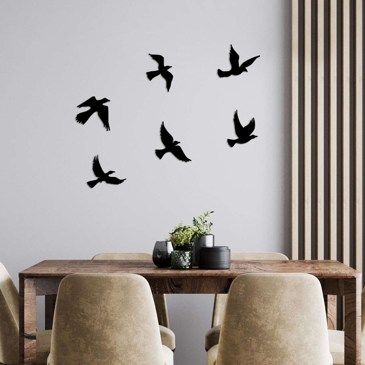 Decoratiune de perete, Flying Birds, Dimensiune: 17 x 17 cm (1 bucată), Negru - view 3
