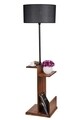 Lampadar cu rafturi, Luin, 8274-5, E27, 60 W, metal/lemn/textil