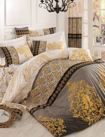 Lenjerie de pat dubla king size, pearl home, 172prl68416, 3 piese, bumbac ranforce, multicolor