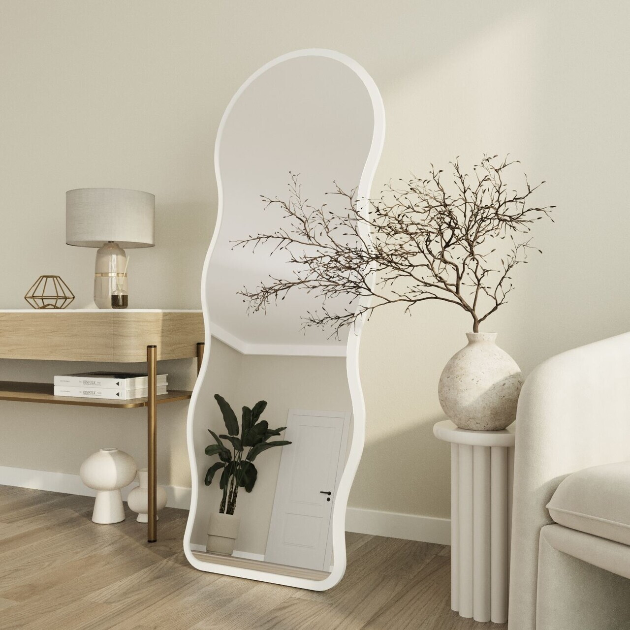 Oglinda Cheval, Hanah Home, Asial, 50x160x2.2 cm, Alb — imaginea 3