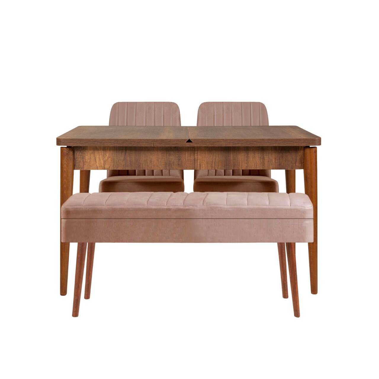 Set masa extensibila si scaune, Hanah Home, Vina 0900, Nuc / Piatra - imagine 4