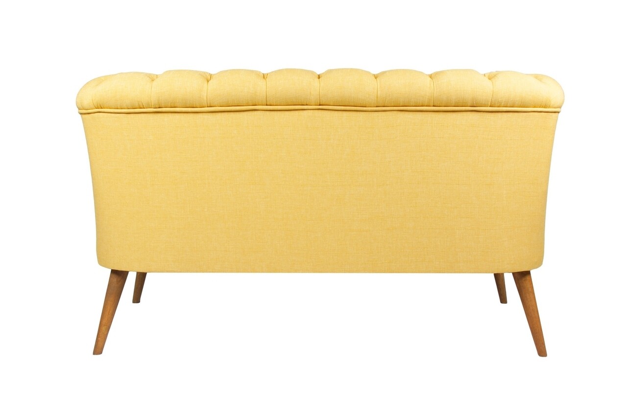 Canapea fixa West Monroe, Zeon, 2 locuri, 140x75x76 cm, lemn, galben