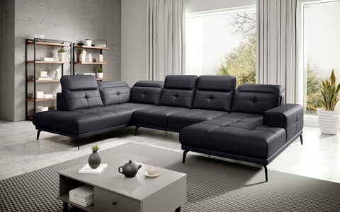 Coltar stanga 6 locuri ELTAP, LT-11SOF, Bretan, 350x205x107 cm, lemn/poliester, negru