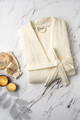Halat de baie unisex, DC Home, Kimono, Bumbac, Ecru