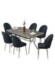 Set masa extensibila si scaune (7 piese), Hanah Home, Sim, Antracit / Crom