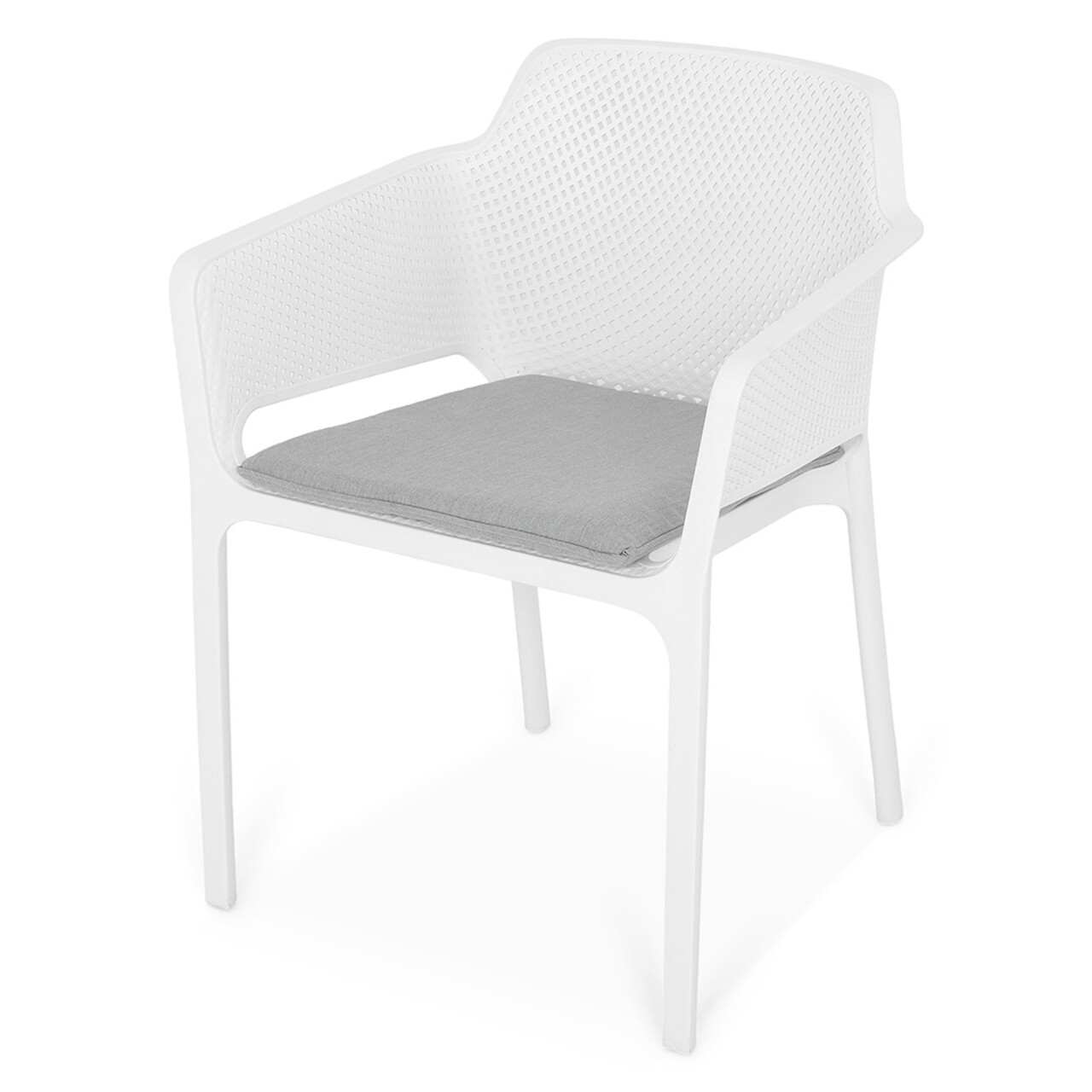 Scaun pentru gradina/terasa Bailey, 61.5x58.5x79.5 cm, polipropilena/poliester, alb/gri - 1 | YEO