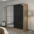Dulap pentru haine, Minerva, Kale, 180x210x52 cm, PAL, Dore / Negru