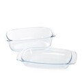 Vas de copt termorezistent cu capac Calde, Homla, 28x21.5x10 cm, 5 L, sticla borosilicata, transparent