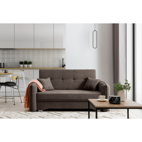 Canapea extensibila 3 locuri, ELTAP, Laine, 155x105x75 cm, lemn/poliester, maro inchis