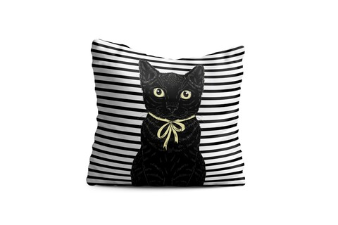 Perna decorativa cat w bow, oyo kids, 43x43 cm, poliester, multicolor