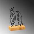 Decoratiune, Pingu, 26x8x17 cm, Metal, Lemn/Negru