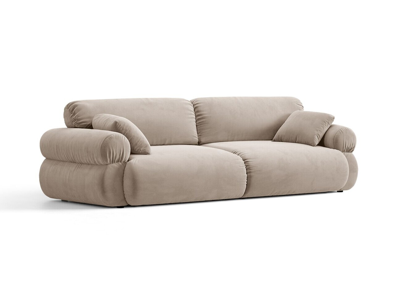 Canapea 4 locuri, Ophelia, Micadoni Home, 257x100x84 cm, catifea, bej — imaginea 2