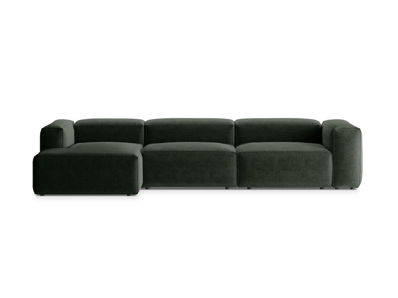 Coltar stanga 4 locuri, Bergamo, Cosmopolitan Design, 344x152x70 cm, tesatura structurata, verde muschi