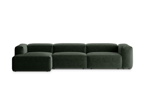 Coltar stanga 4 locuri, Bergamo, Cosmopolitan Design, 344x152x70 cm, tesatura structurata, verde muschi