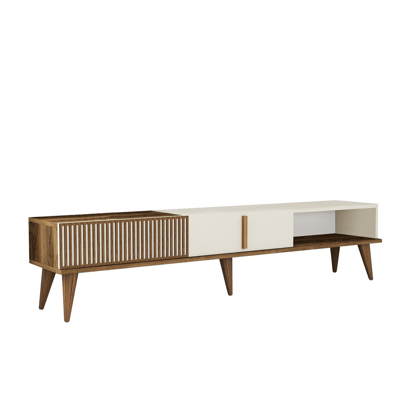 Comoda TV, Hommy Craft, Milan Alt, 180x40x35 cm, PAL, Maro/Crem