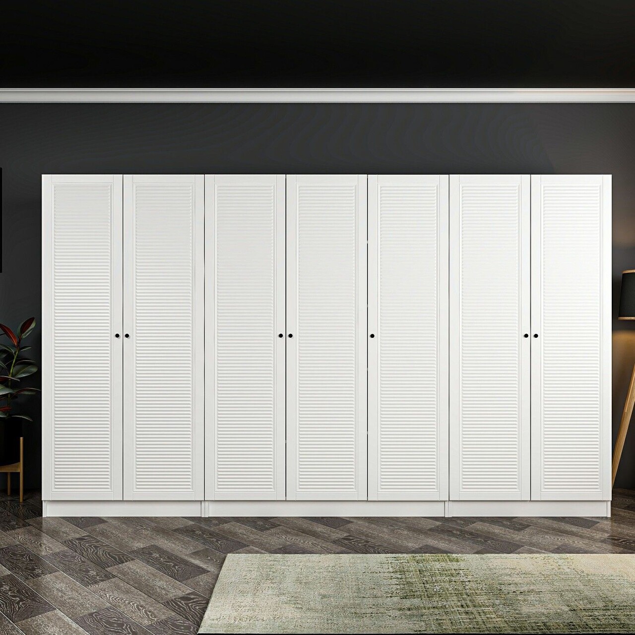 Dulap pentru haine, Minerva, Kale Mebran, 315x210x52 cm, PAL, Alb - 1 | YEO