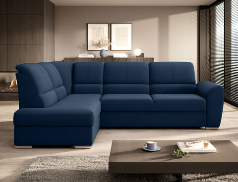 Coltar extensibil stanga 3 locuri ELTAP, LT-40LO, Siber, 270x186x93 cm, lemn/poliester, albastru inchis