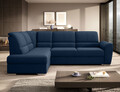 Coltar extensibil stanga 3 locuri ELTAP, LT-40LO, Siber, 270x186x93 cm, lemn/poliester, albastru inchis