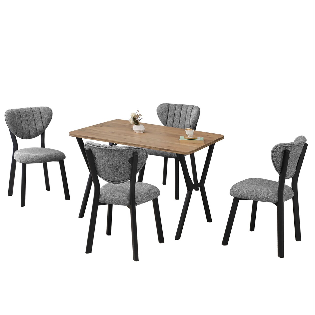 Set masa extensibila si scaune, Hanah Home, Elma, Gri/Nuc - view 4