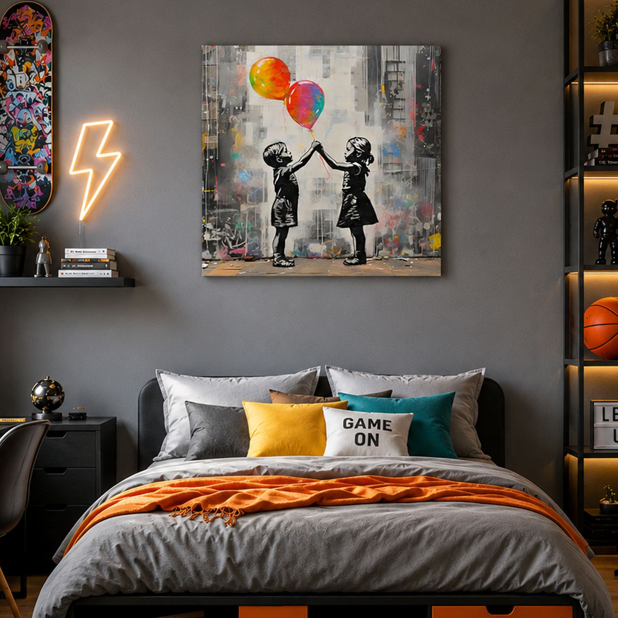 Tablou decorativ, KNV12083, Canvas, Lemn, Multicolor