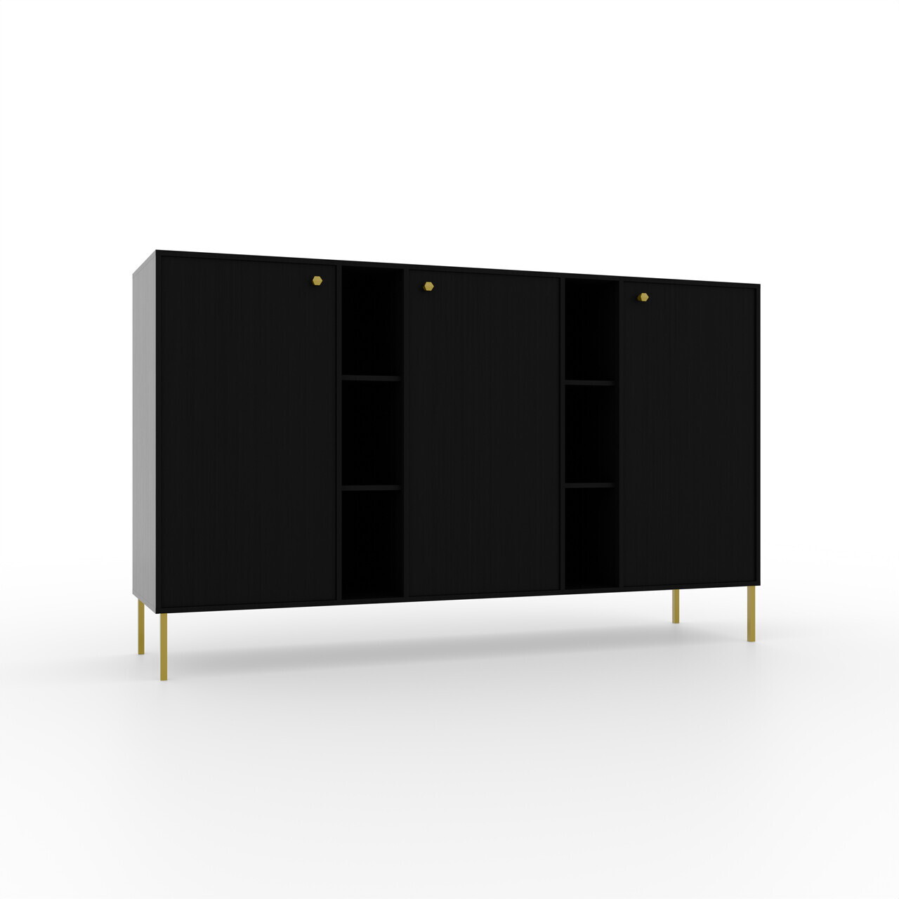 Comoda ADRK, Tili 3D 6P, 157.7x40.8x95 cm, PAL laminat, negru — imaginea 2