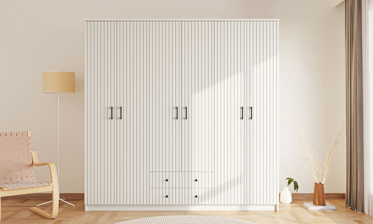 Dulap pentru haine, Rabi, Rb-185-06, 210x184x52 cm, Alb mat - 1 | YEO