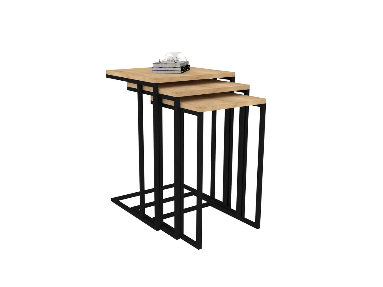 Set masute 3 piese, Puqa Design, Roma, PAL, Safir / Negru - 1 | YEO