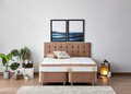 Saltea dubla, Base & Headboard, Niron, Latte, 140x38x190 cm, Cadru: OȚEL, Maro deschis