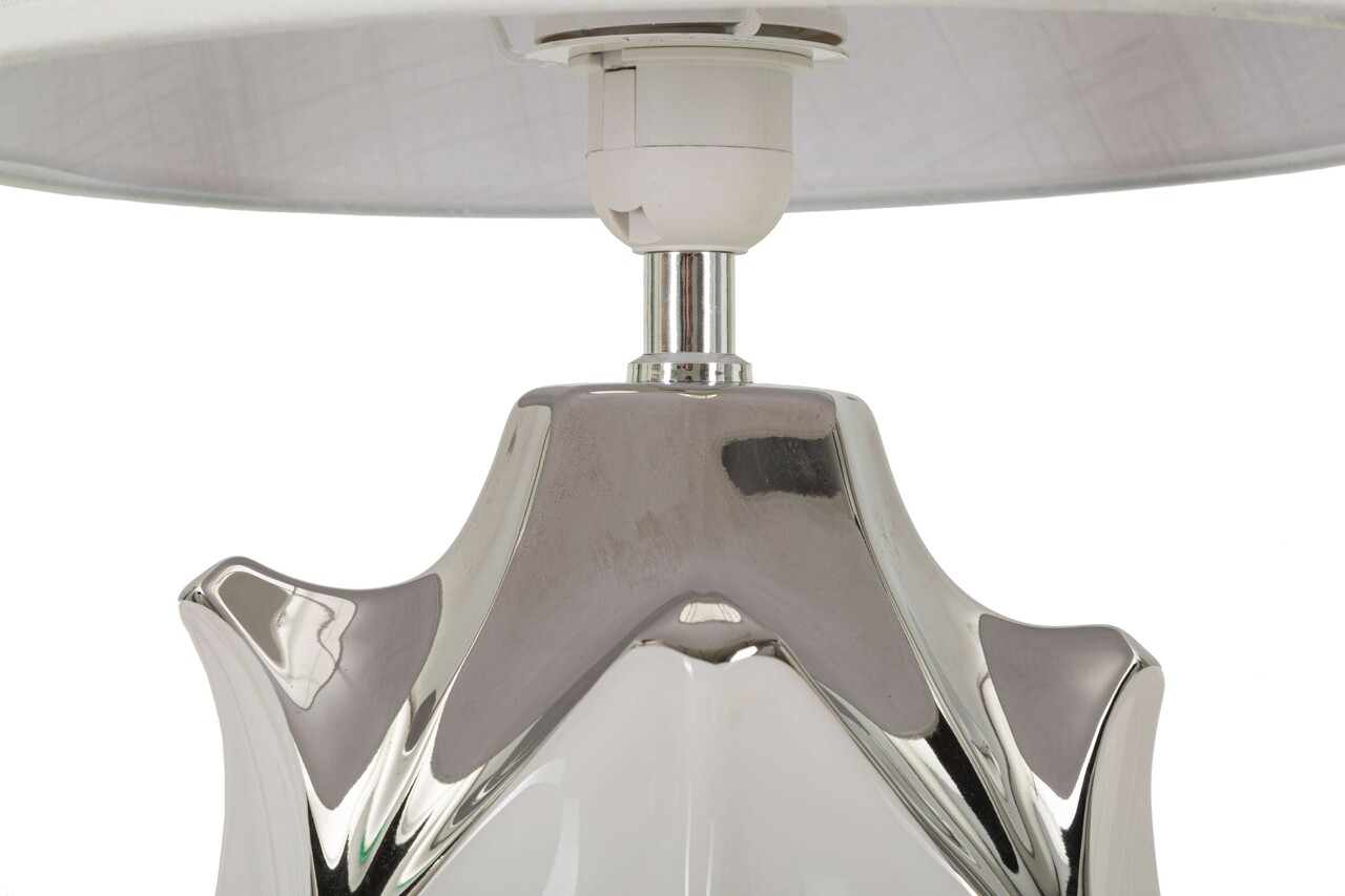 Lampa de masa Shiney, Mauro Ferretti, 1 x E27, 40W, 30x51 cm, ceramica/fier, alb/argintiu