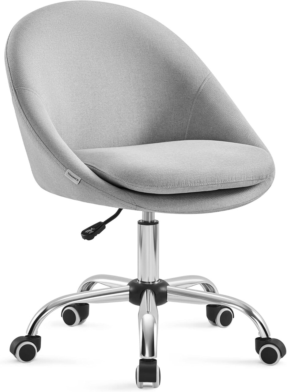Scaun de birou, Homeoffice, Songmics, 60x60x90 cm, max 110 kg, otel/bumbac/in, gri