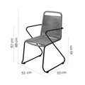 Scaun pentru gradina Antea, 53 x 53 x 88 cm, otel/sfoara, gri inchis