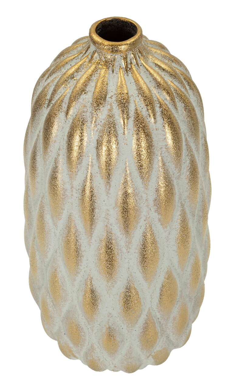 Vaza decorativa, Mauro Ferretti, Pepitas, 18.5x37.5 cm, ceramica, gri/auriu - view 4