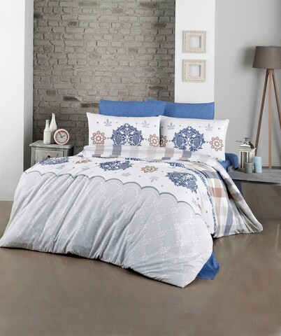 Set lenjerie de pat pentru o persoana Single XL (DE), 2 piese, Galina, Victoria, 65% bumbac/35% poliester