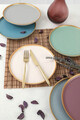 Set farfurii din ceramica pentru desert, Keramika, 275KRM1687, Ceramica , Dimensiune: 22 cm (6 bucăți), Albastru / Verde / Roz / Alb / Gri / Alb