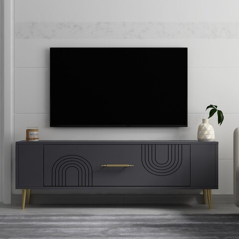 Comoda TV, Olivia, Retrol2, Antracit / Aur