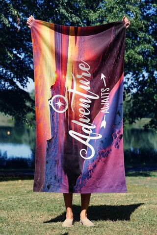 Prosop de plaja, Astacura, Adventures Awaits 70, 70x130 cm, 70% poliester/30% poliamida, Multicolor