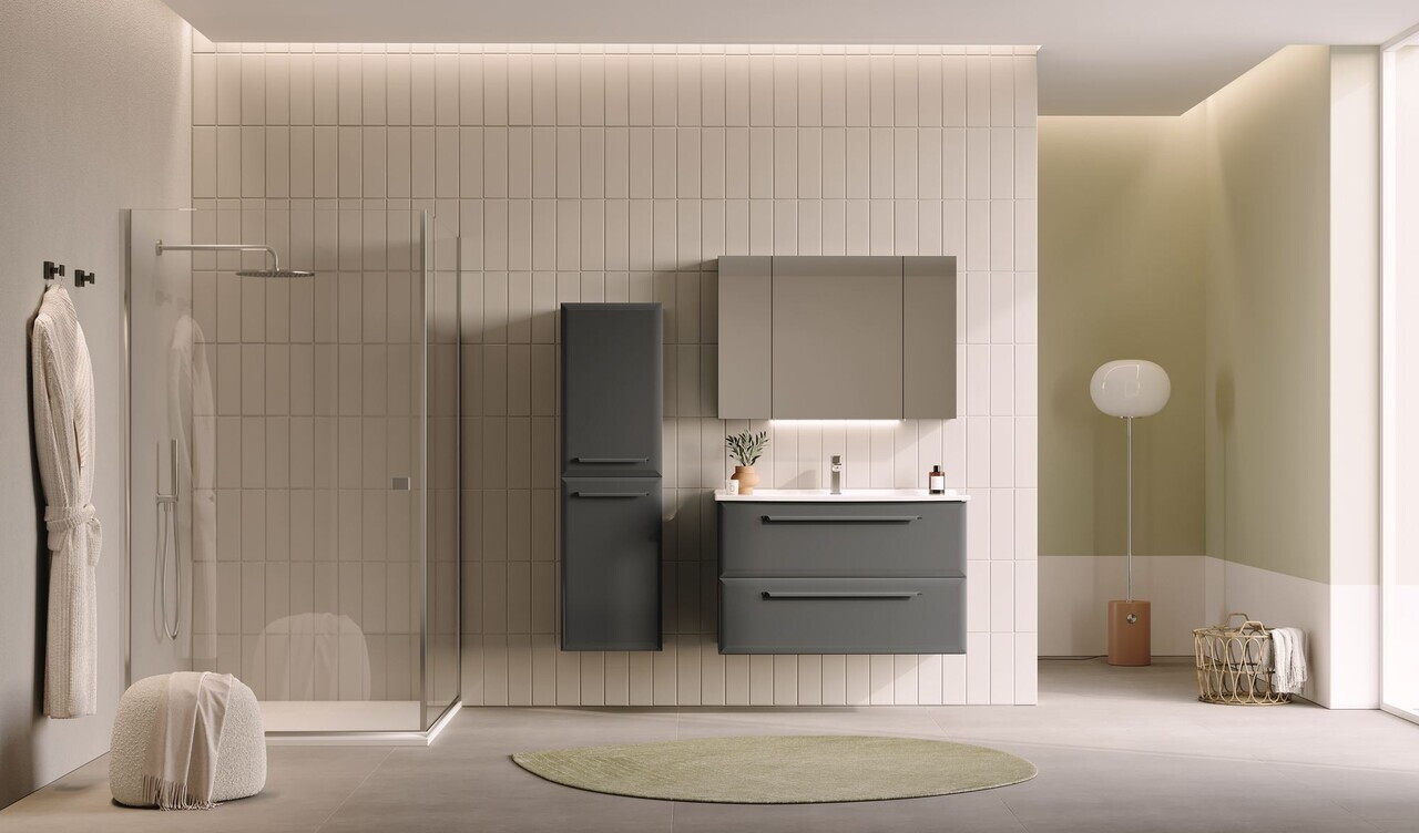 Dulap de baie cu chiuvetă, Hanah Home, Nuvola 100 v2, Antracit — imaginea 3
