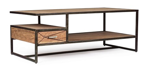 Masuta de cafea egon, bizzotto, 120 x 60 x 45 cm, otel/lemn de salcam