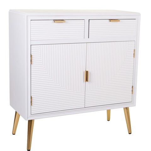Bufet inferior Creaciones Meng, 80x36.5x85.5 cm, MDF, alb/auriu