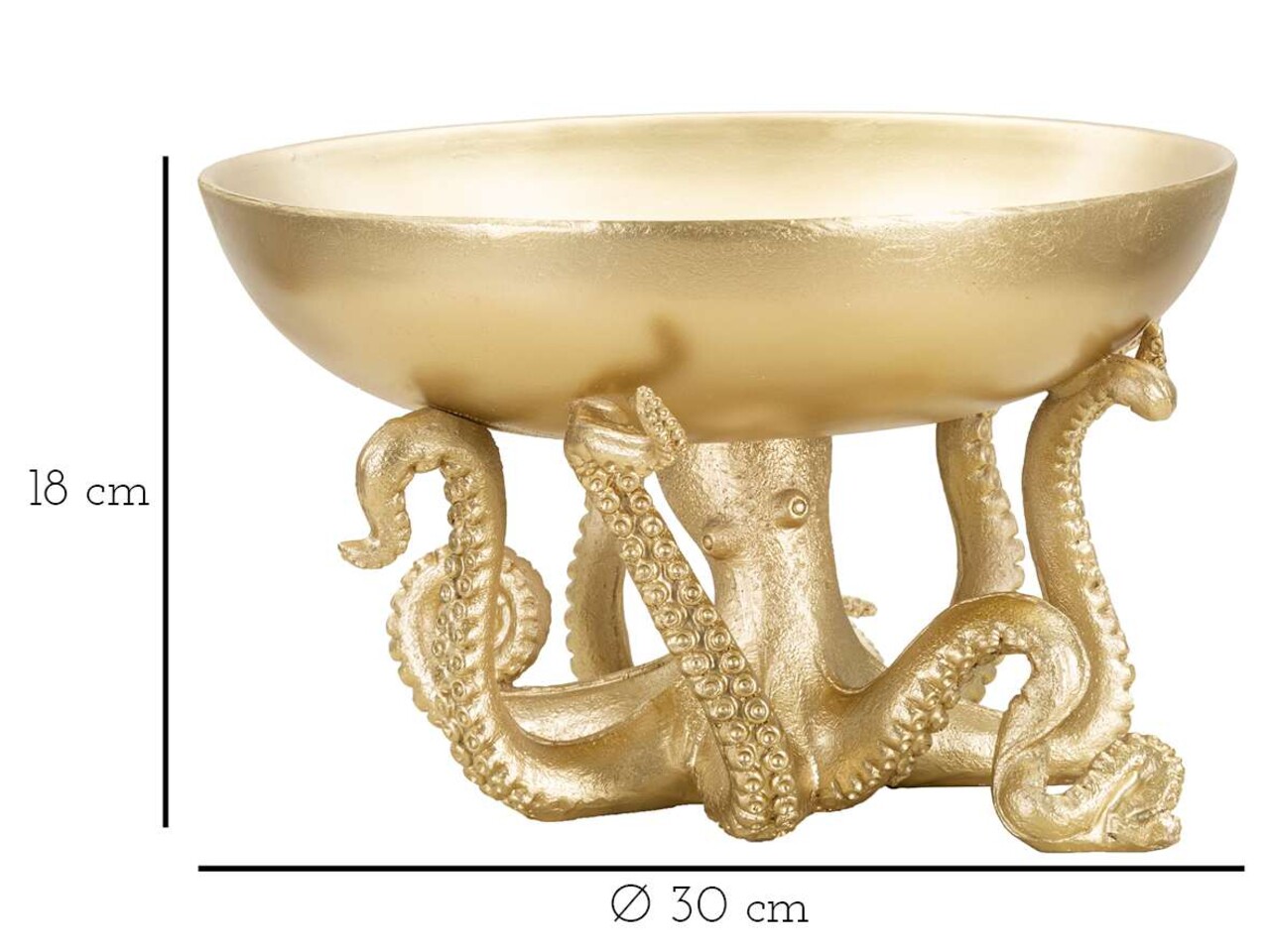 Statueta / figurina decorativa cu tava Octupus, Mauro Ferretti, 30x18 cm, polirasina, auriu - 1 | YEO
